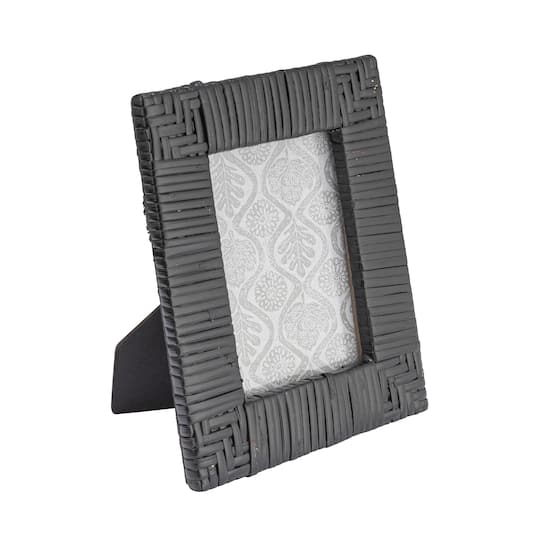 Hello Honey® Black Handwoven Rattan Photo Frame